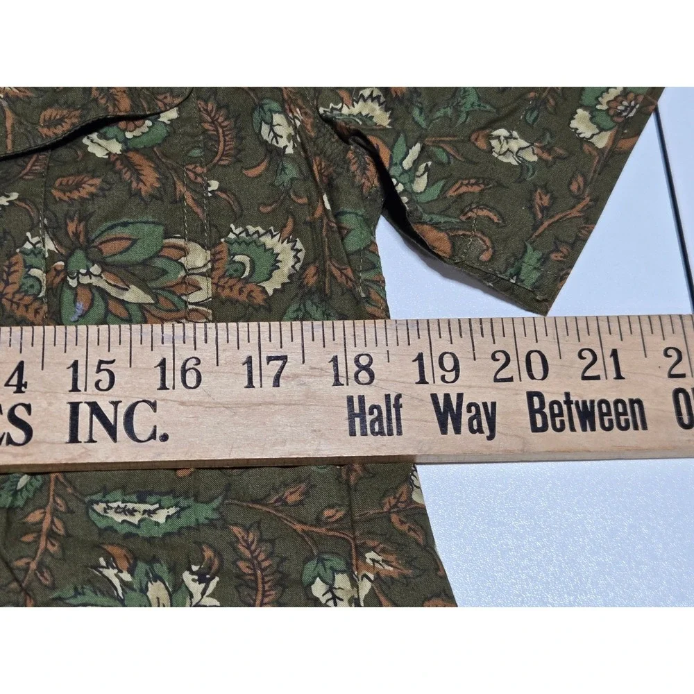 Tropical Floral‎ Cotton Shirt & Shorts Set Lizsport Women's S Olive Green